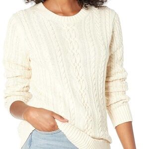 NWT Amazon Essentials Women's Fisherman Cable Long-Sleeve Crewneck Sweater
